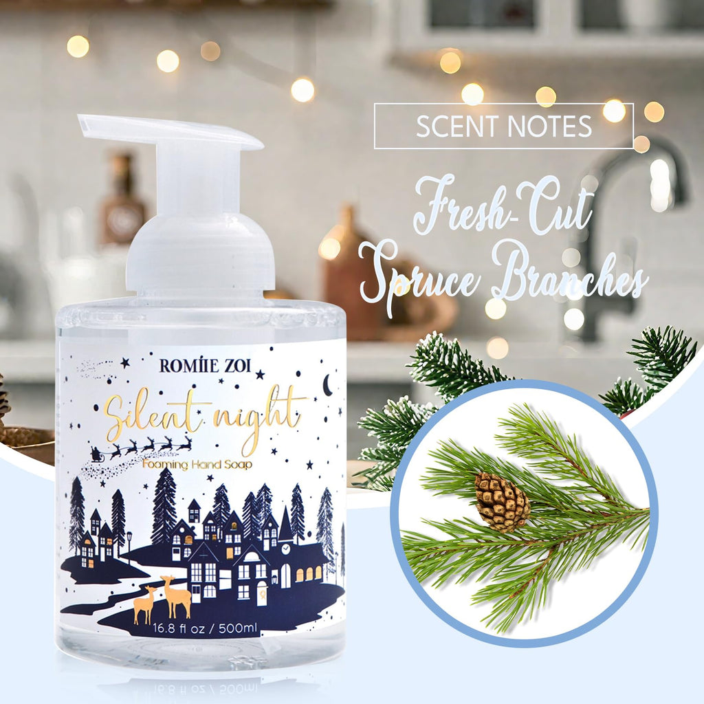 ROMIIE ZOI Christmas Foaming Hand Soap with Gift Box – Silent Night Spruce Aroma, 500ml