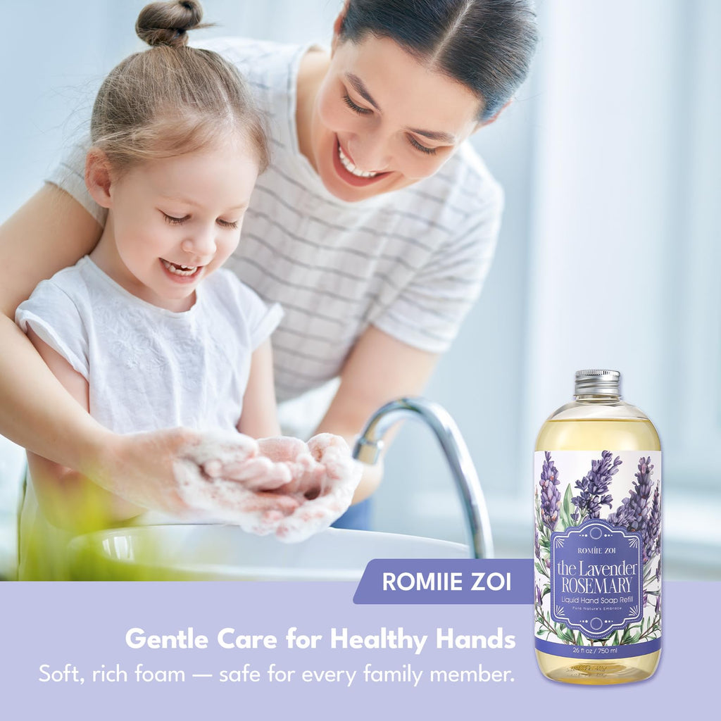 ROMIIE ZOI Liquid Hand Soap Refill Gift Set - 3 x 26.8 Fl Oz | Lavender Rosemary, Cruelty-Free & Biodegradable