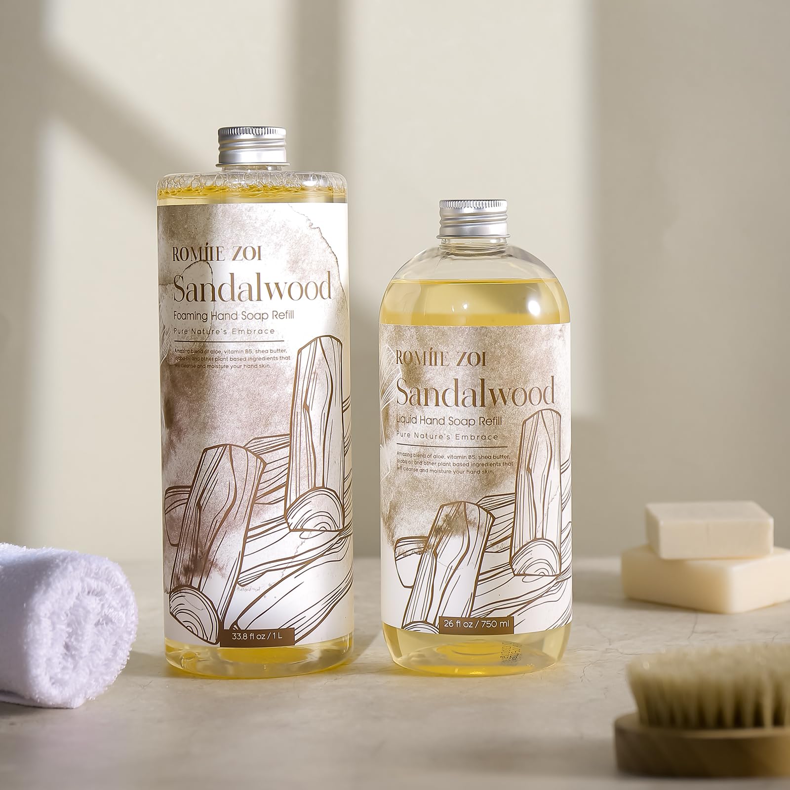 ROMIIE ZOI Foaming Hand Soap Refill Sandalwood — Gentle & Moisturizing, 1 L