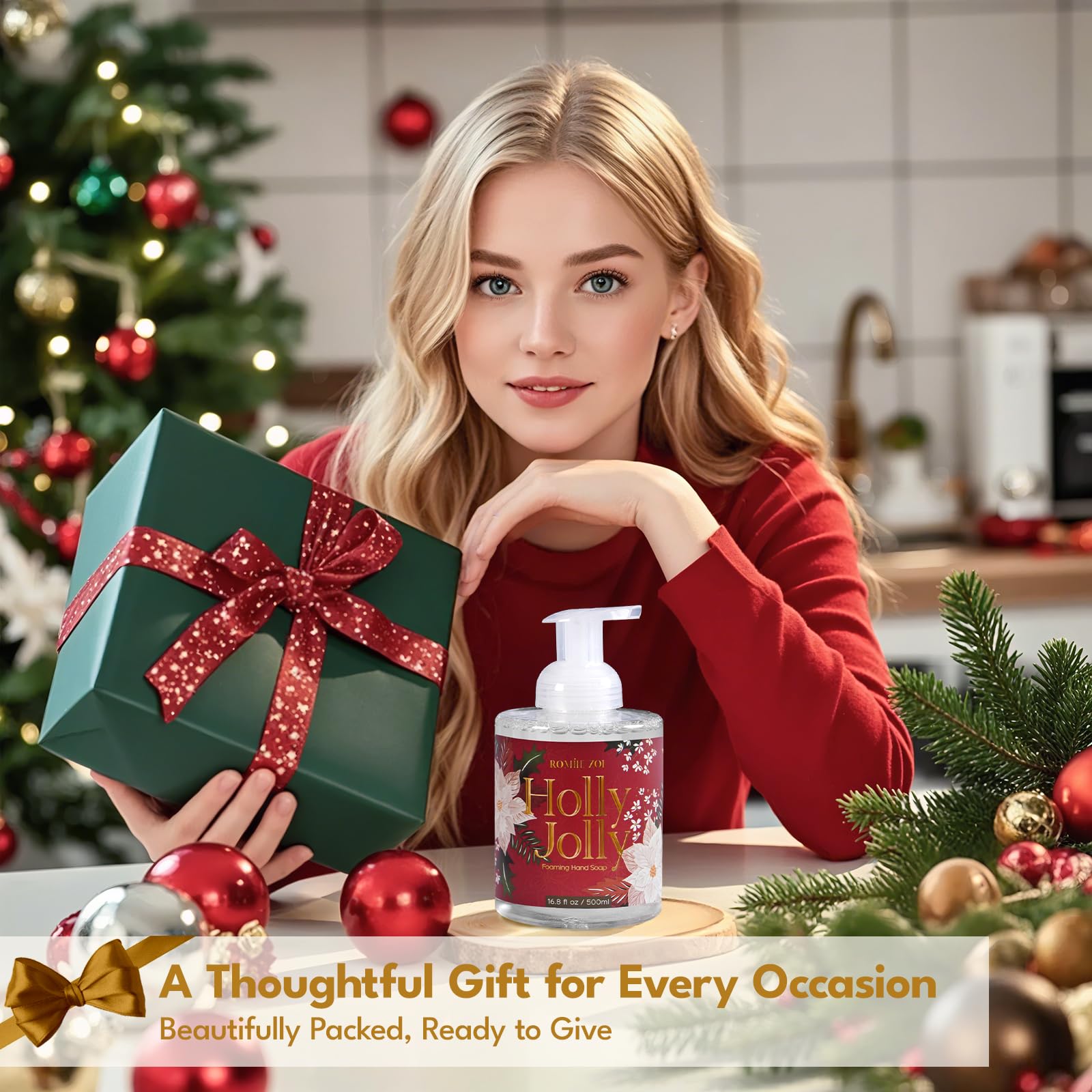 ROMIIE ZOI Christmas Foaming Hand Soap with Gift Box – Holly Jolly Citrus & Pine Aroma (500ml)