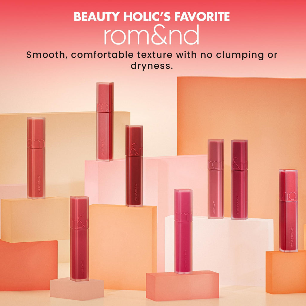 rom&nd Blur Fudge Tint 09 Coral Jubilee — K-Beauty Velvety Matte Lip Stain for All Skin Tones