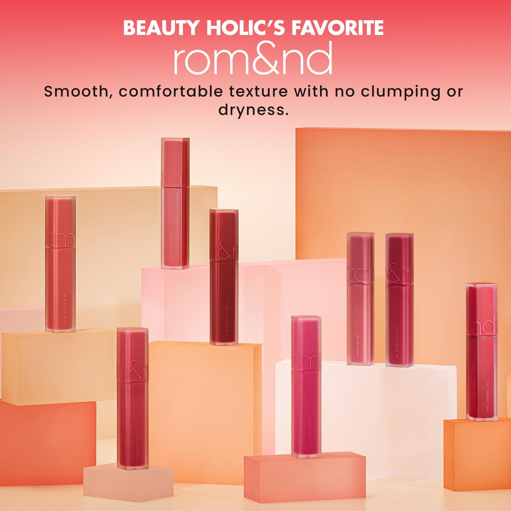 rom&nd Blur Fudge Tint 09 Coral Jubilee — K-Beauty Velvety Matte Lip Stain for All Skin Tones