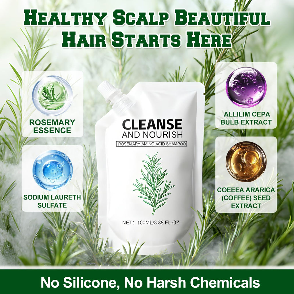 rooroopet Rosemary Amino Acid Shampoo - 2 Pack for Hair Growth, Thinning Hair & Oily Scalp