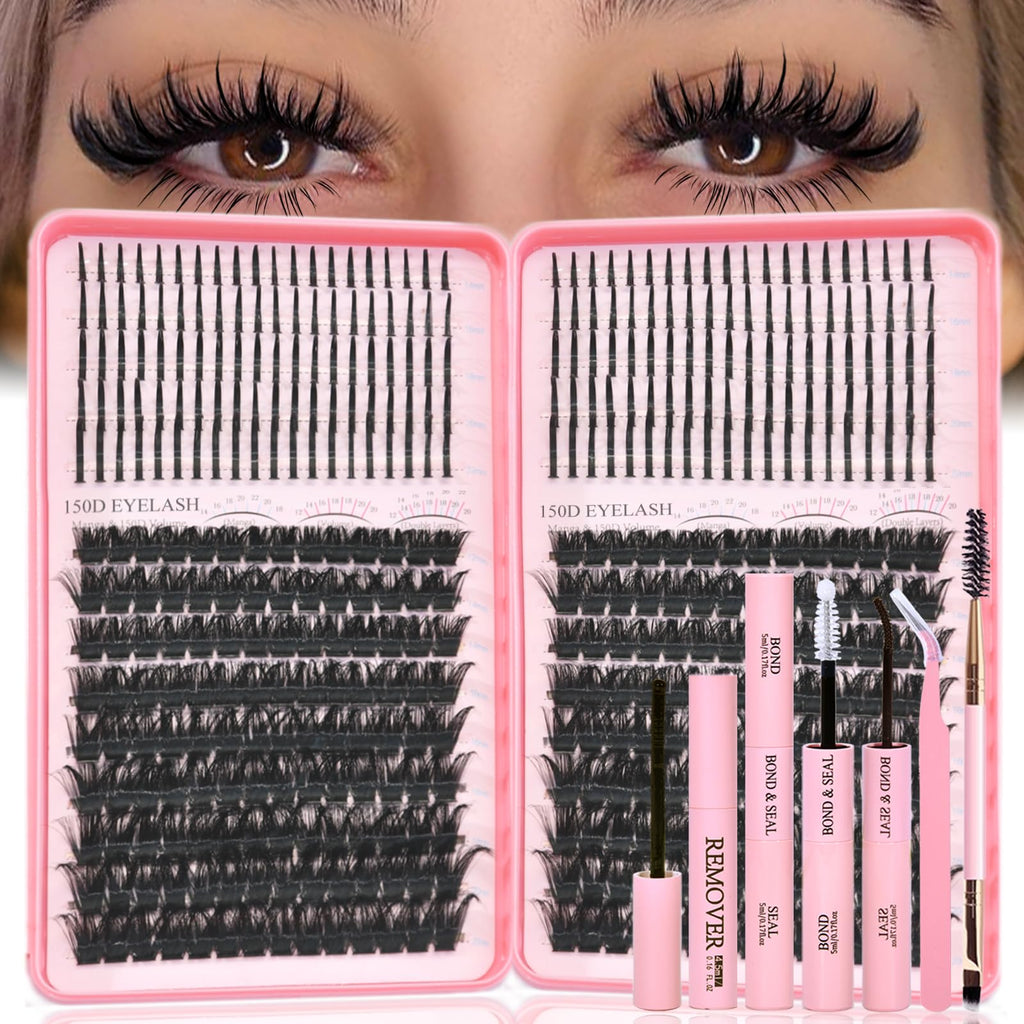 Rootoo Lash Clusters Kit – 150D+150D D Curl Fluffy Manga Lashes (12–22mm)