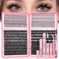 Rootoo Lash Clusters Kit with Spikes 100D/120D, 12–22mm D Curl Fluffy Wispy Extensions