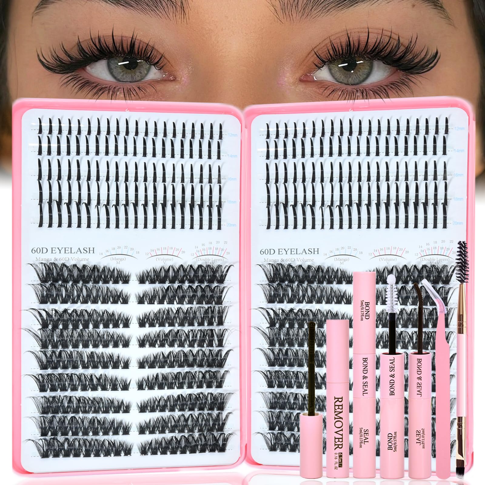 Rootoo Lash Clusters Kit with Spikes – 60D+60D Left/Right, 12-22mm
