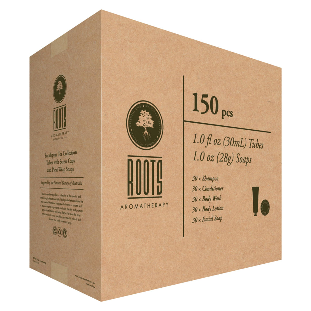 Roots Aromatherapy Travel Size Shampoo & Conditioner Sets – 150 Pcs Bulk Hotel Toiletries for Airbnb Hosts