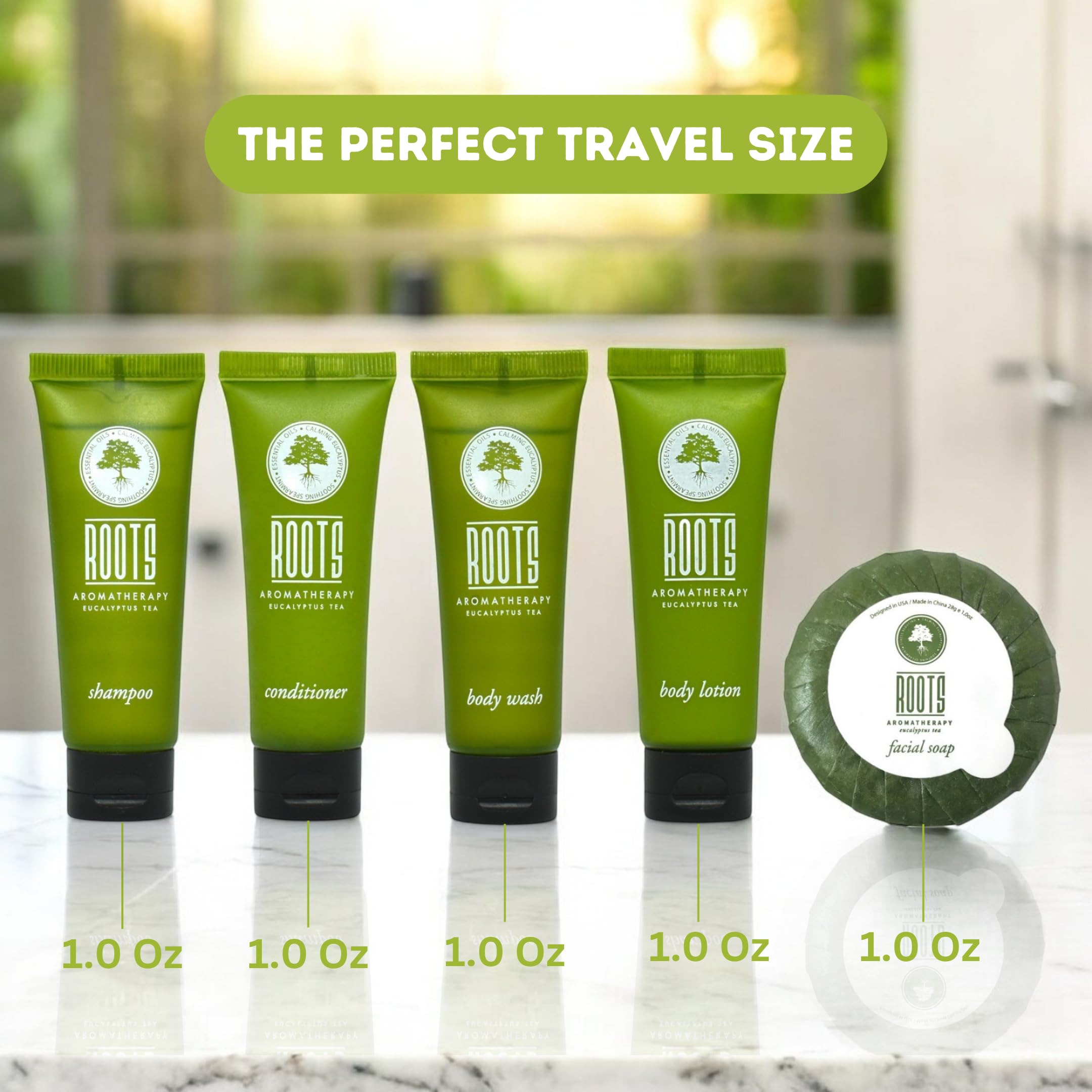 Roots Aromatherapy Travel Size Shampoo & Conditioner Sets – 150 Pcs Bulk Hotel Toiletries for Airbnb Hosts