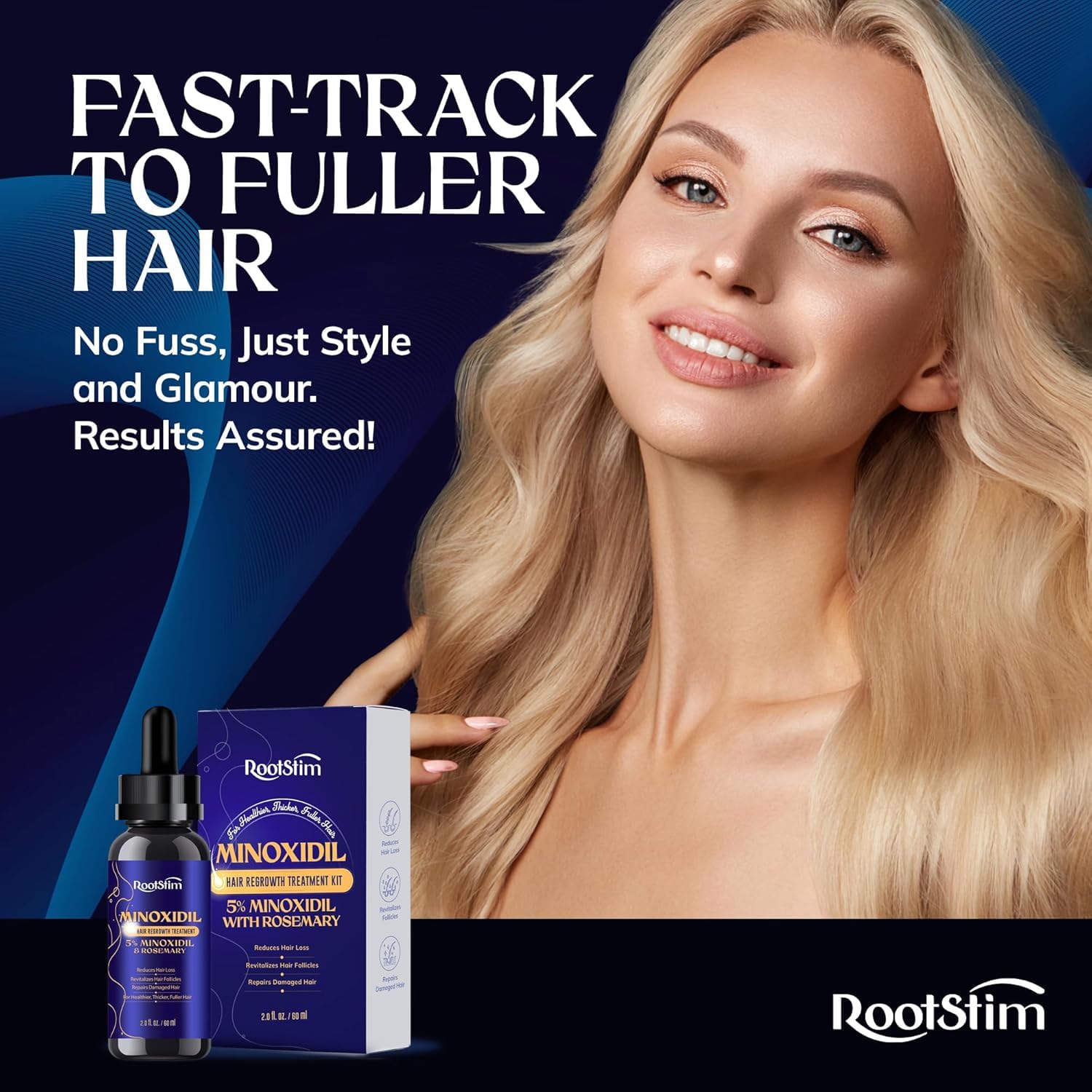 RootStim 5% Minoxidil Hair Growth Serum – Extra Strength with Rosemary, 2 oz (Beard & Hair Kit)