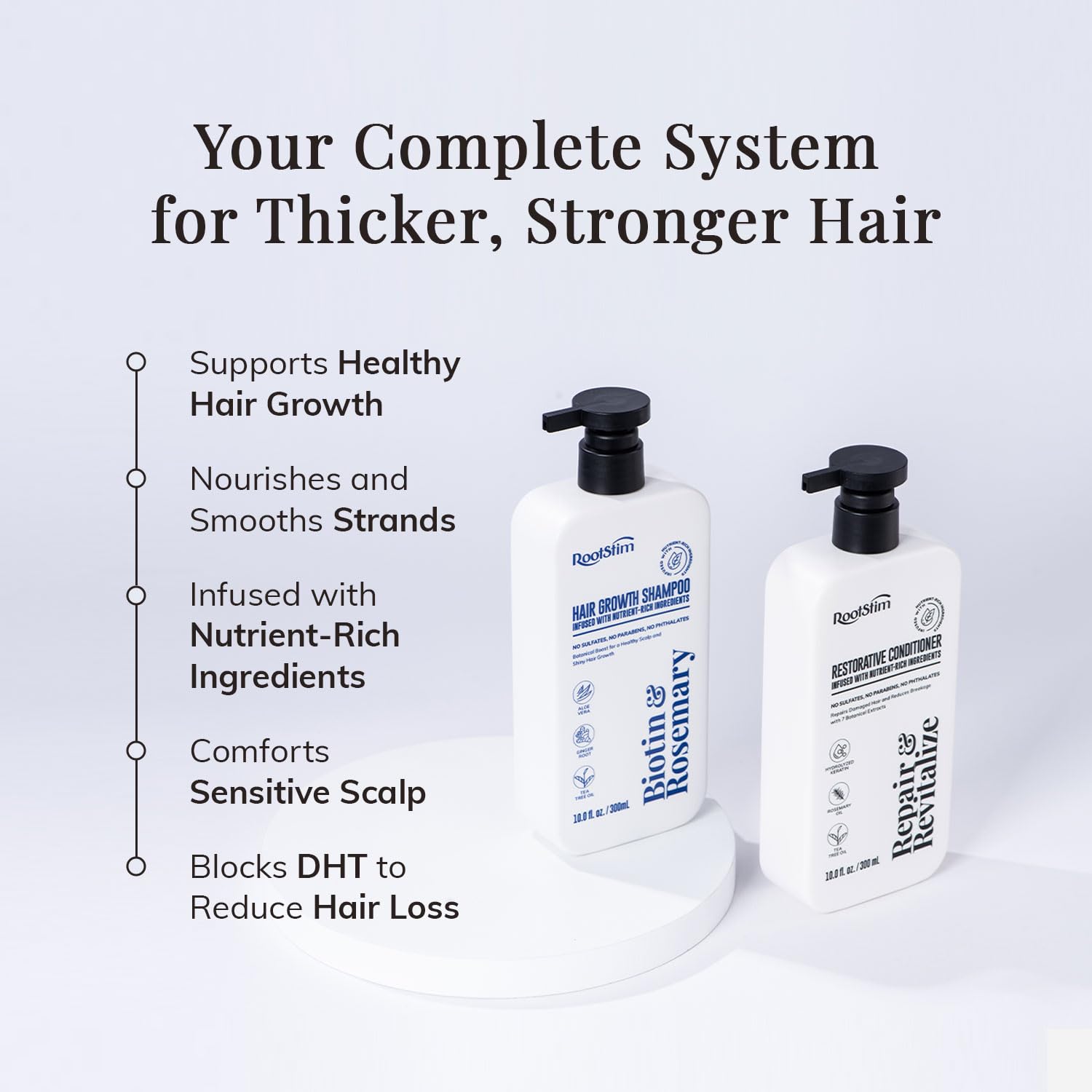 RootStim Hair Growth Shampoo & Conditioner Set – Rosemary & Biotin for Thicker-Looking Hair (Sulfate-Free)
