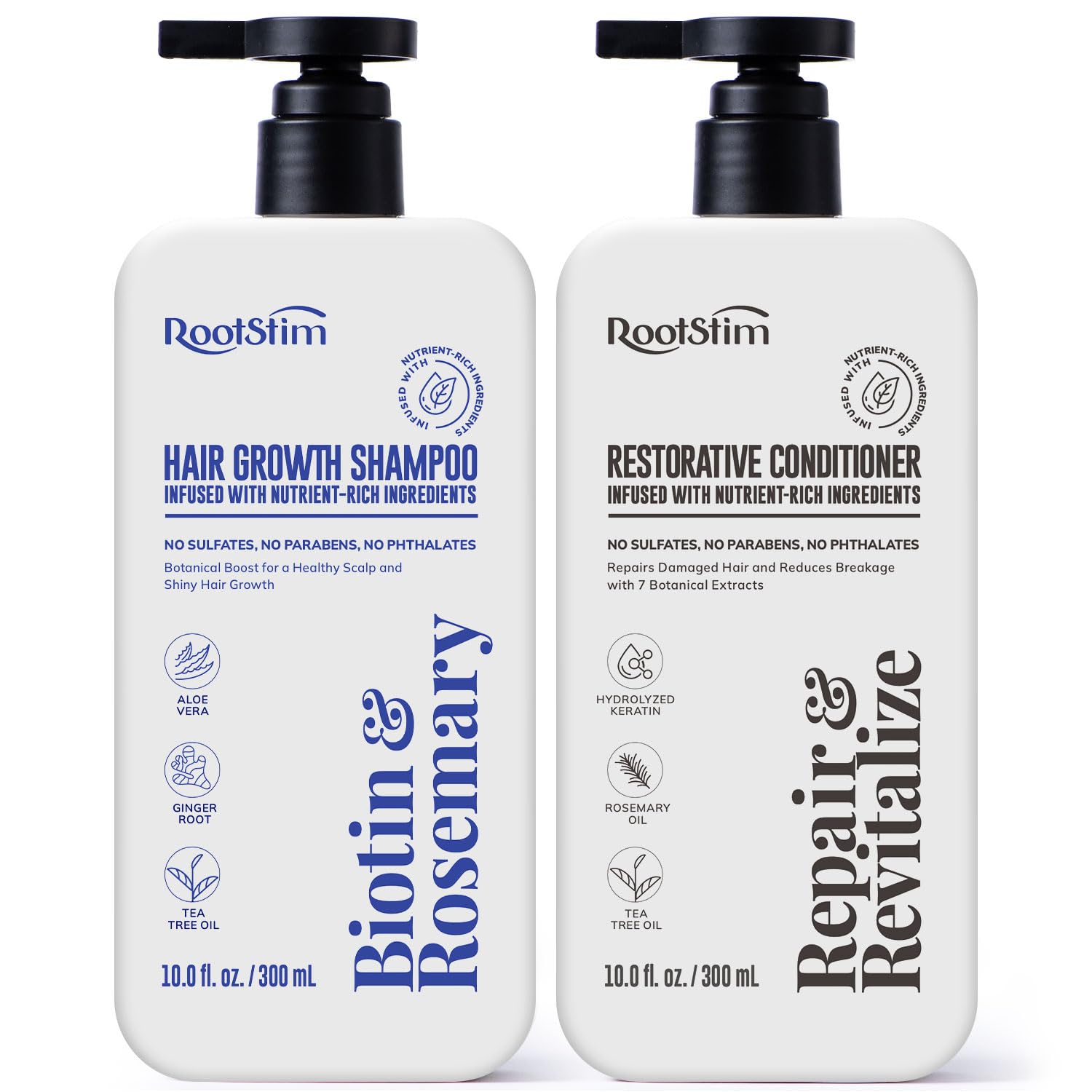 RootStim Hair Growth Shampoo & Conditioner Set – Rosemary & Biotin for Thicker-Looking Hair (Sulfate-Free)