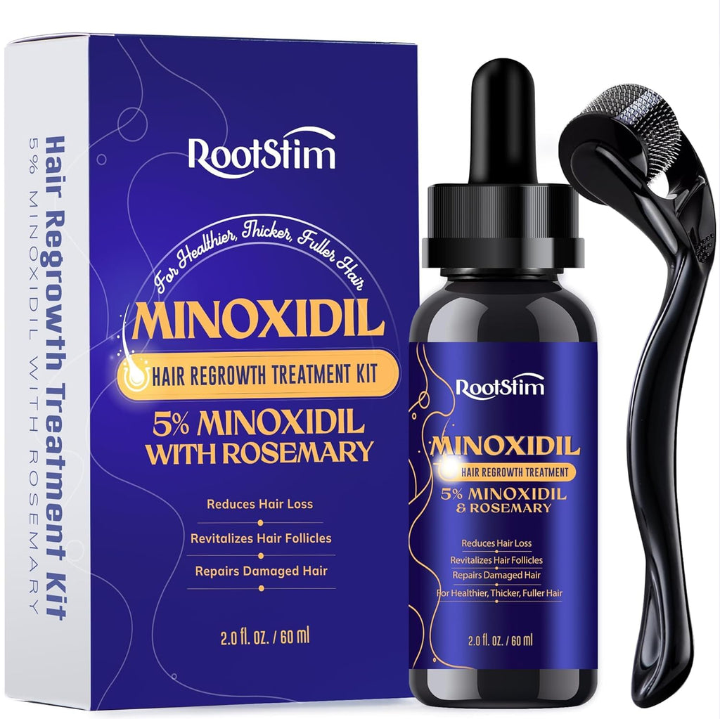 RootStim 5% Minoxidil Hair Growth Serum – Extra Strength with Rosemary, 2 oz (Beard & Hair Kit)