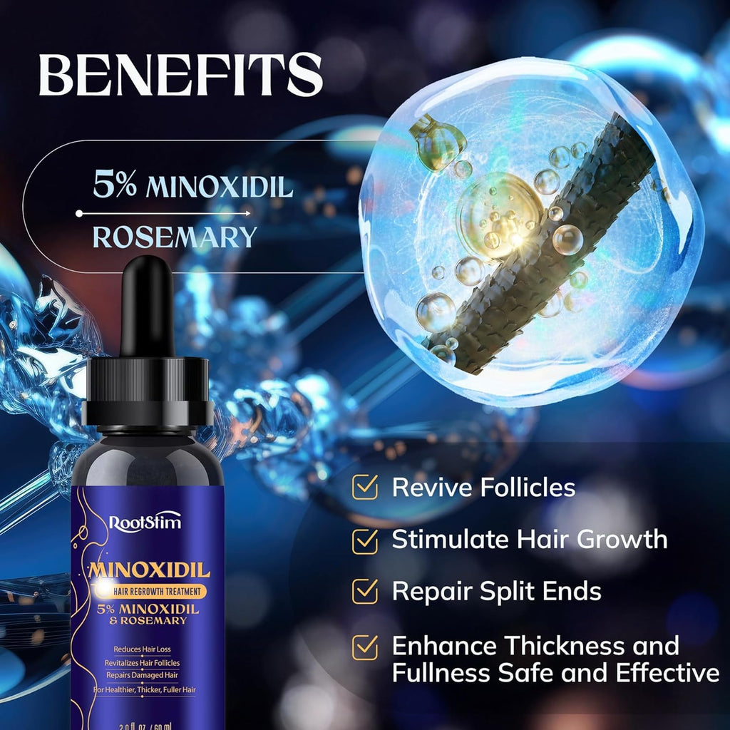 RootStim 5% Minoxidil Hair Growth Kit – Extra Strength Serum with Rosemary, 60ml