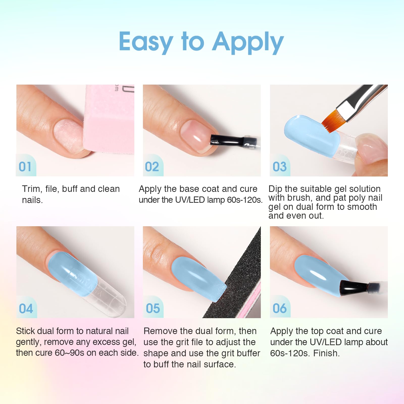 ROSALIND 12 Colors Poly Nail Gel Kit with Mini Nail Lamp – Beginner Friendly Builder Set
