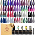 ROSALIND 24pcs Cat Eye Gel Nail Polish Set with Glitter Glossy & Matte Top Coats