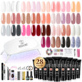 ROSALIND 28 Colors Poly Nail Gel Kit with Mini UV Lamp – Beginner Starter Set