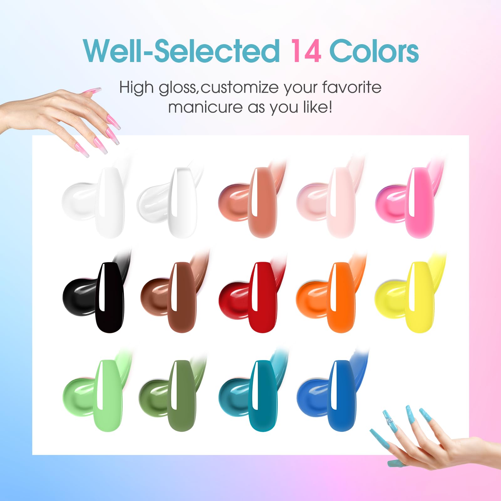 ROSALIND Poly Nail Gel Starter Kit — 14 Colors, 48W UV Lamp, 20,000 RPM Drill