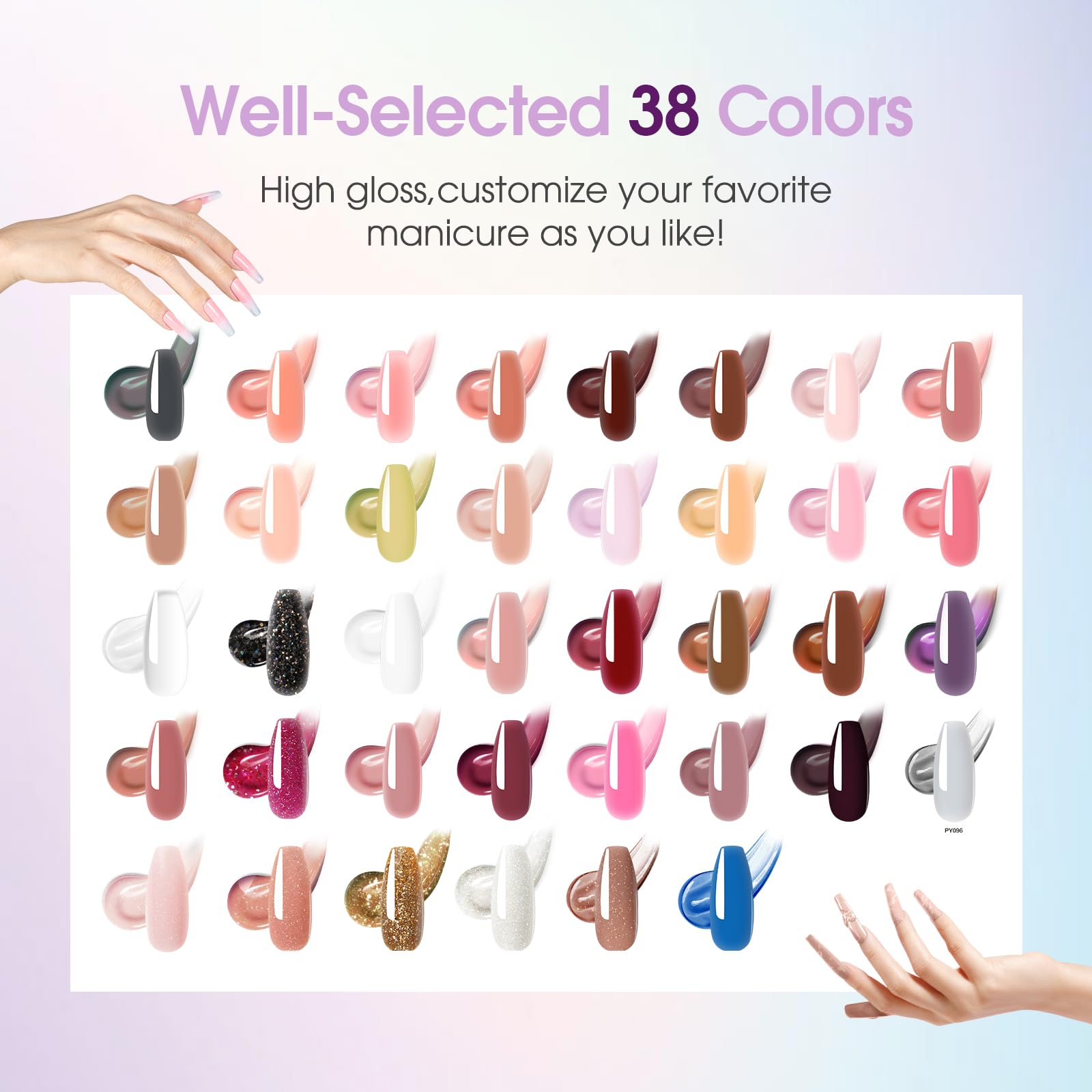 ROSALIND Poly Nail Gel Kit – 38 Classic Colors + 72 Nail Art Accessories | Mini UV Lamp Starter Kit