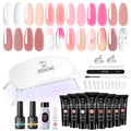 ROSALIND 8PCS Poly Nail Gel Kit with Mini Nail Lamp – Starter Set