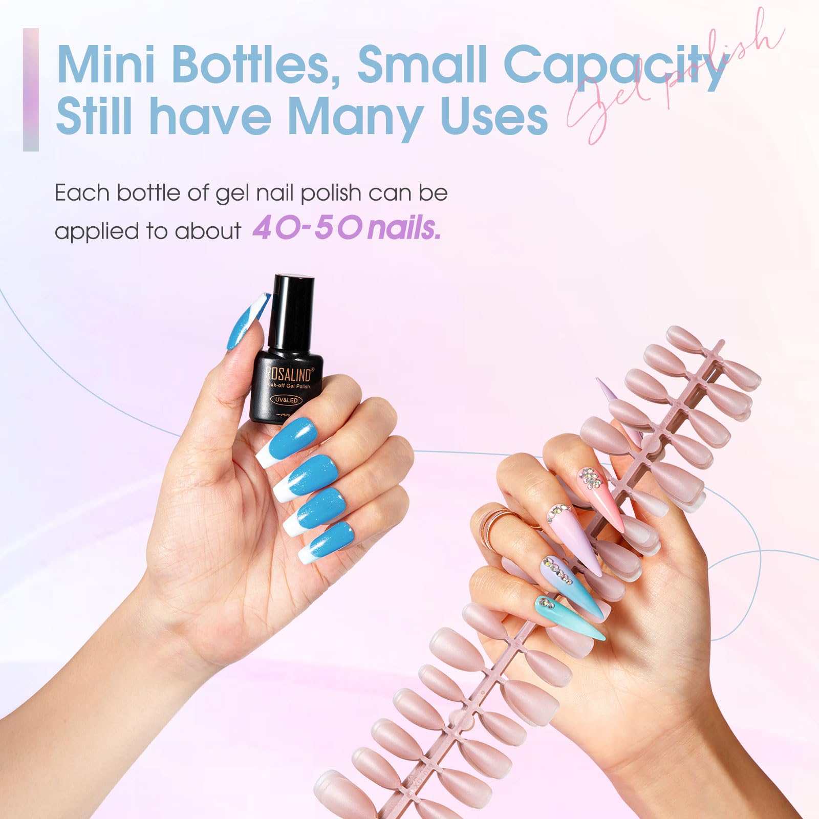 ROSALIND 30pcs Gel Nail Polish Set – 26 Neon Colors + Base Coat & Glitter Top Coats