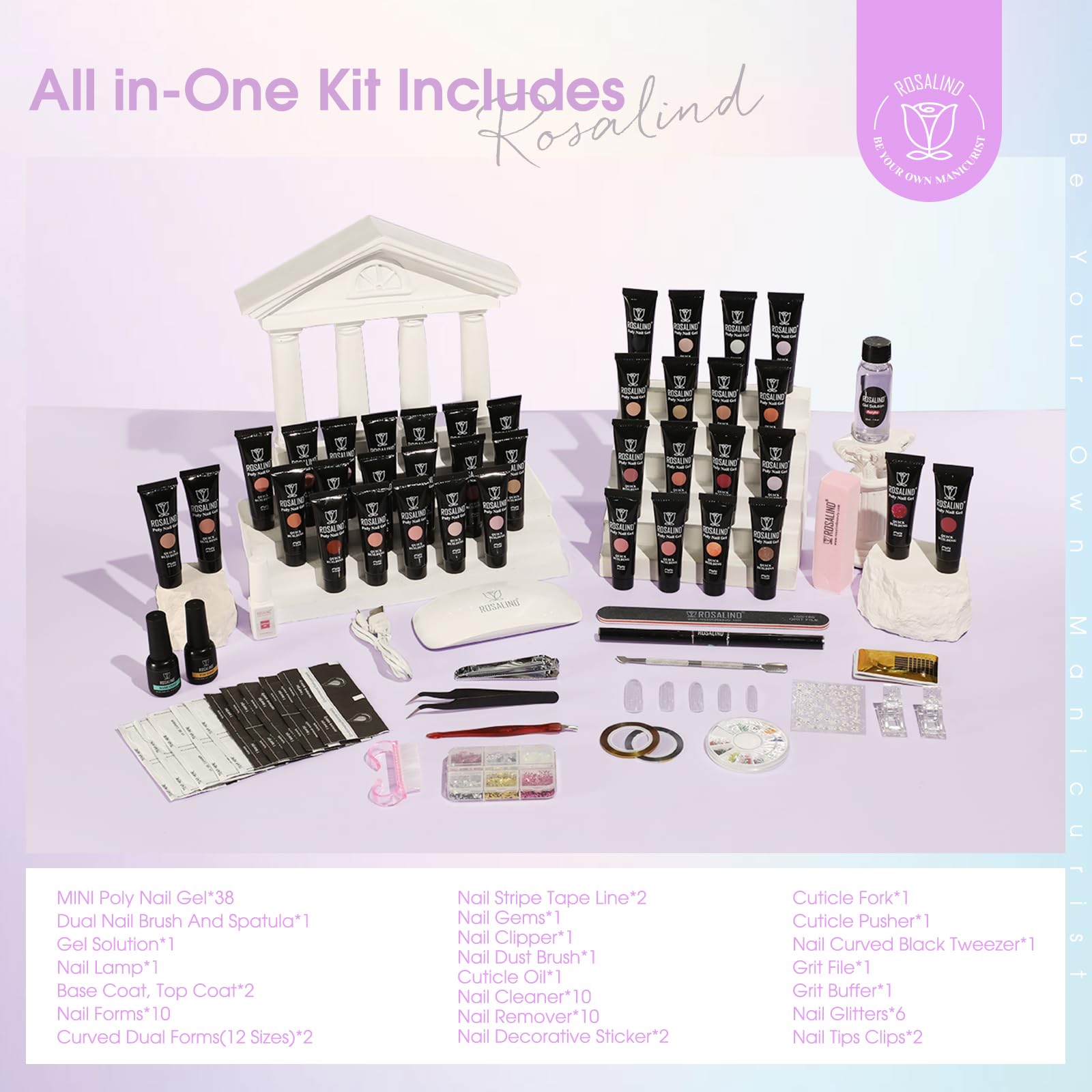 ROSALIND 38-Color Neon Nail Gel Kit with Mini Lamp | Beginner Friendly