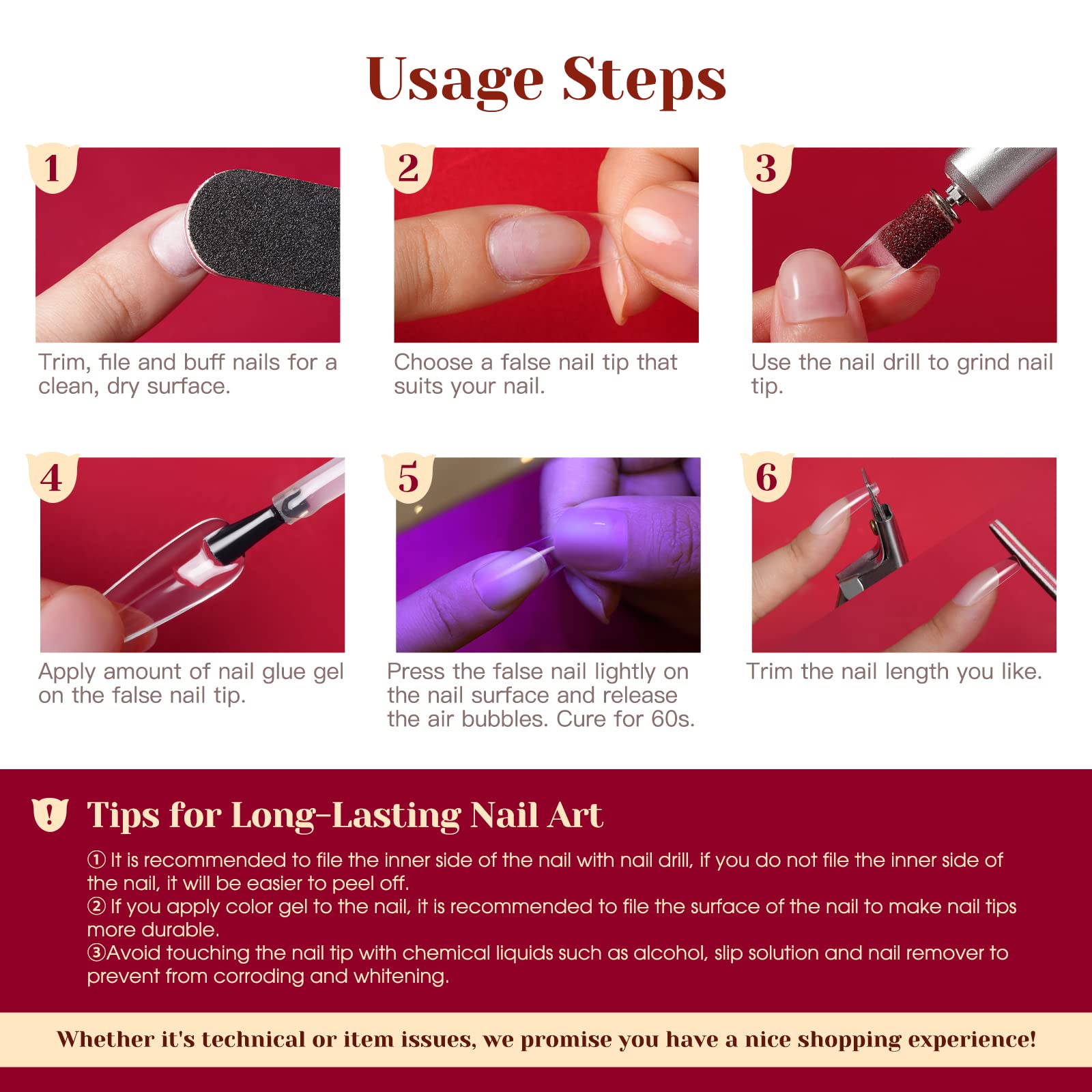 ROSALIND 264Pcs Half Matte Long Coffin Nail Tips – Soft Full Cover PMMA, 12 Sizes