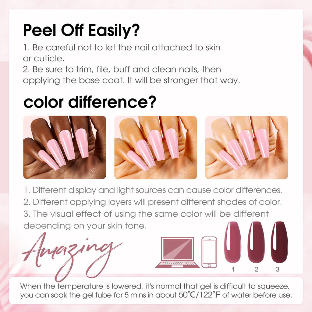 ROSALIND Christmas Poly Nail Gel Set – 8 Colors Nude Pink Builder Extension Kit for DIY Nail Art