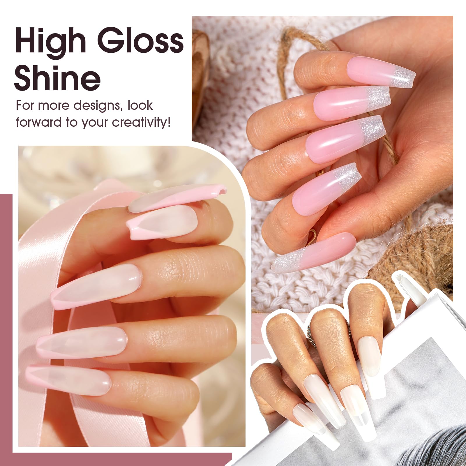 ROSALIND Christmas Poly Nail Gel Set – 8 Colors Nude Pink Builder Extension Kit for DIY Nail Art