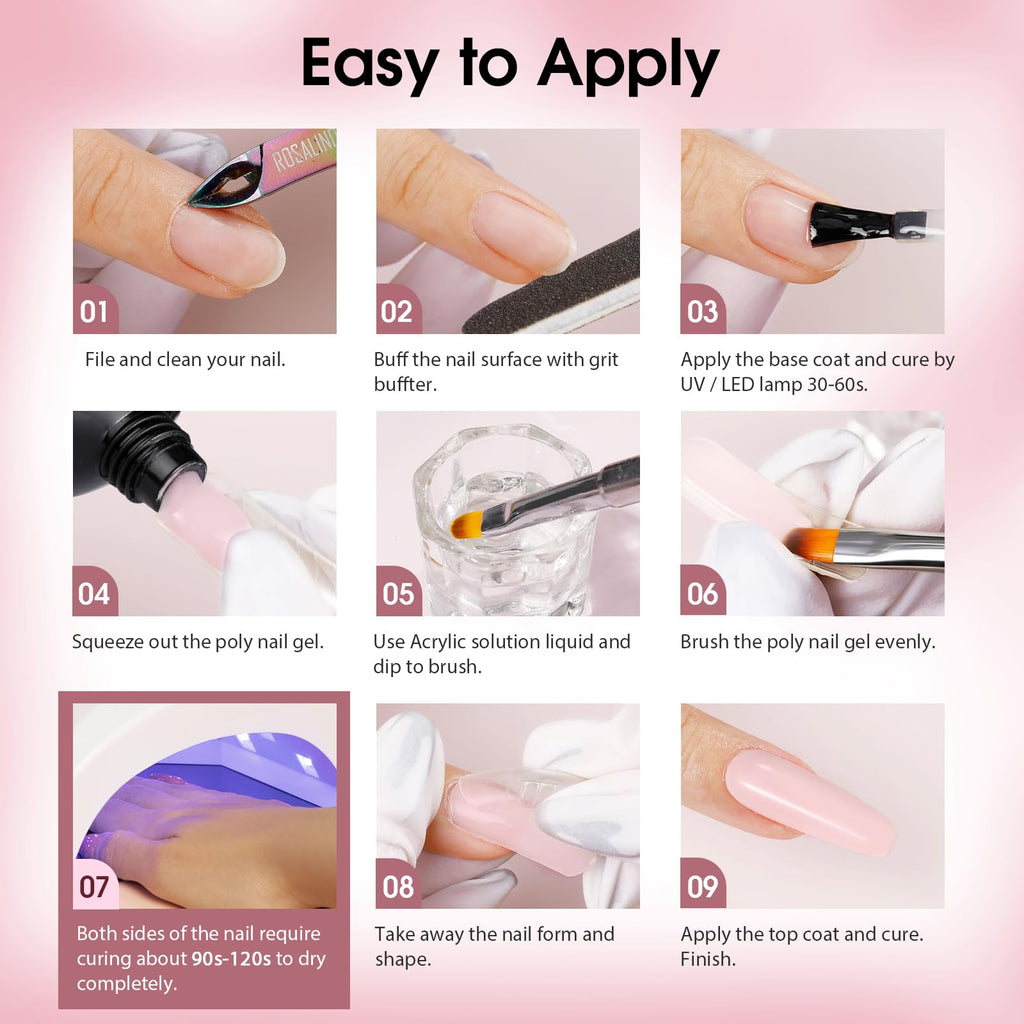 ROSALIND Christmas Poly Nail Gel Set – 8 Colors Nude Pink Builder Extension Kit for DIY Nail Art