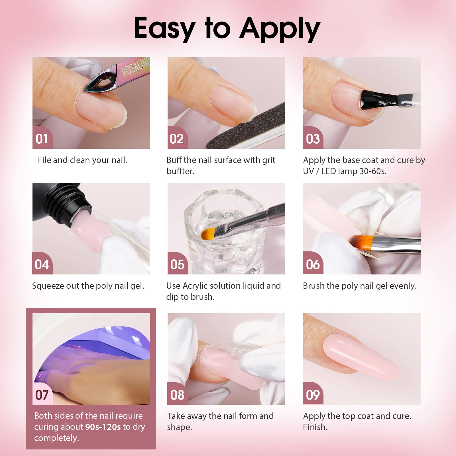 ROSALIND Christmas Poly Nail Gel Set – 8 Colors Nude Pink Builder Extension Kit for DIY Nail Art