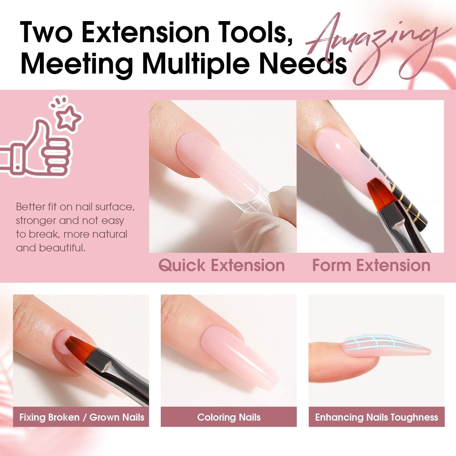 ROSALIND Christmas Poly Nail Gel Set – 8 Colors Nude Pink Builder Extension Kit for DIY Nail Art