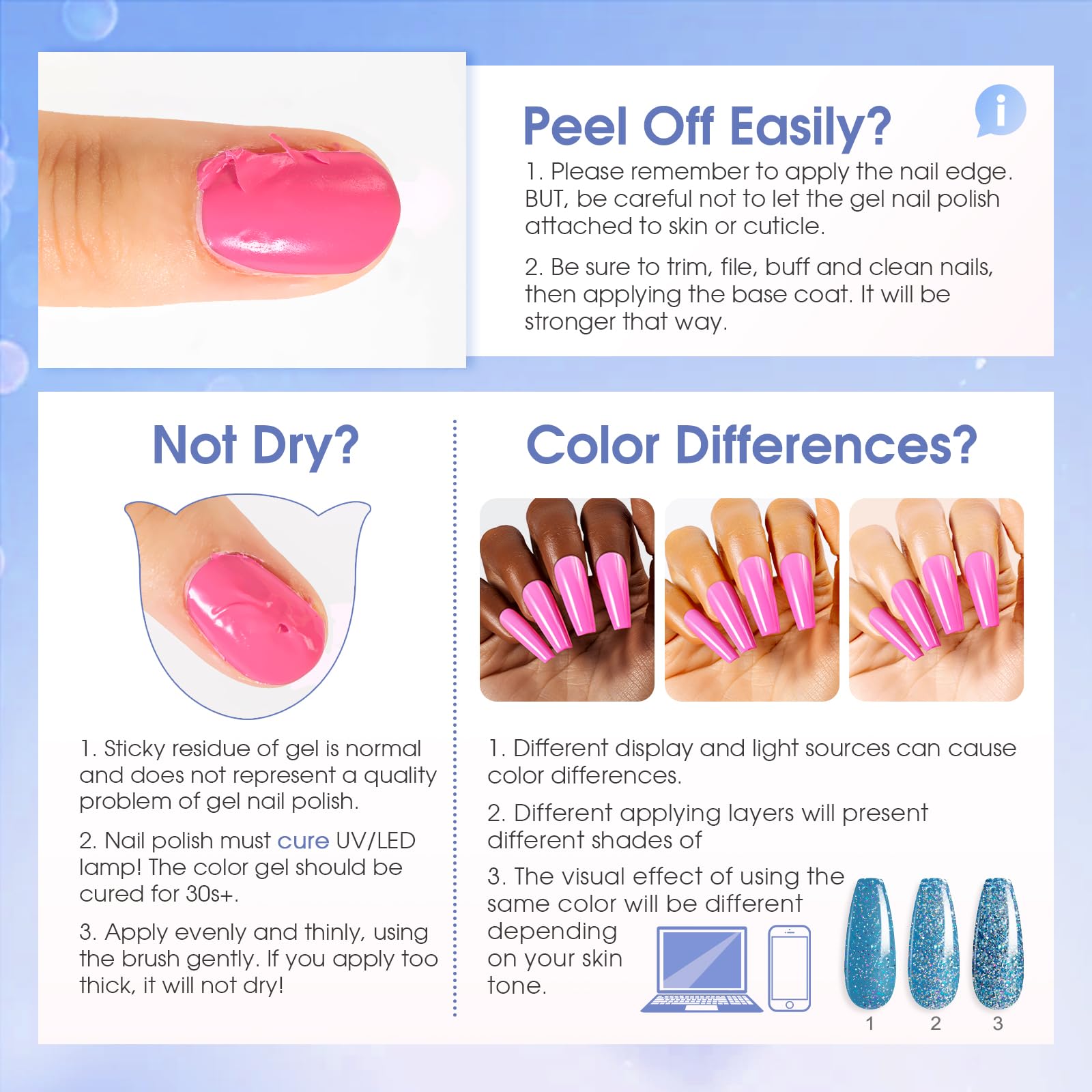 ROSALIND Glitter Gel Nail Polish – 12-Color Sparkle Gel Set for Nail Art