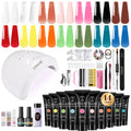 ROSALIND Colors Poly Nail Gel Kit – 14 Colors, 48W Lamp & Slip Solution Starter Set