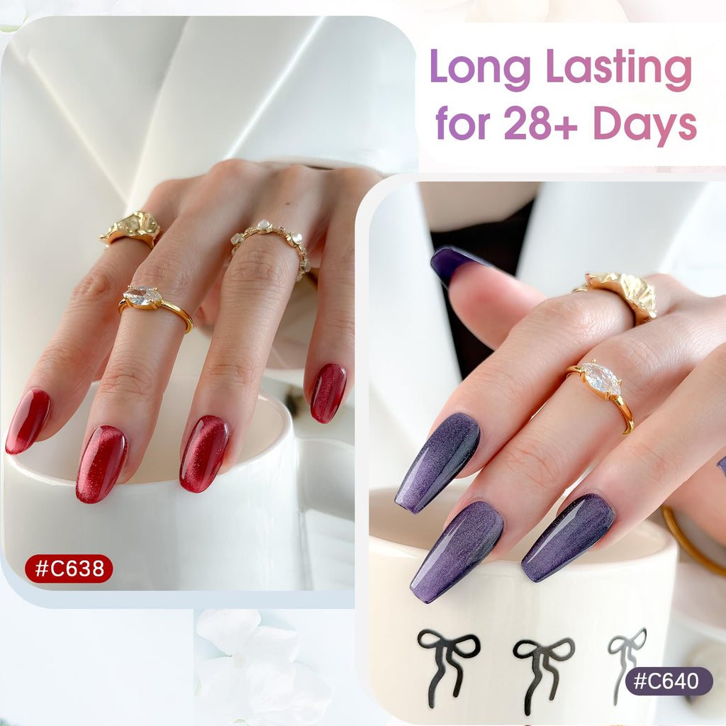 ROSALIND 8PCS Cat Eye Gel Polish with Magnet – Magnetic Diamond-Effect Nail Kit