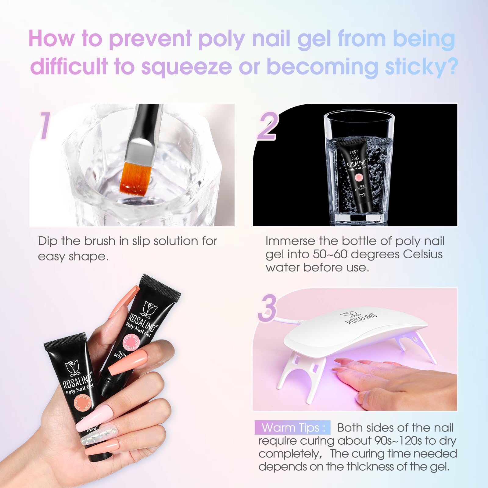 ROSALIND 38-Color Neon Nail Gel Kit with Mini Lamp | Beginner Friendly