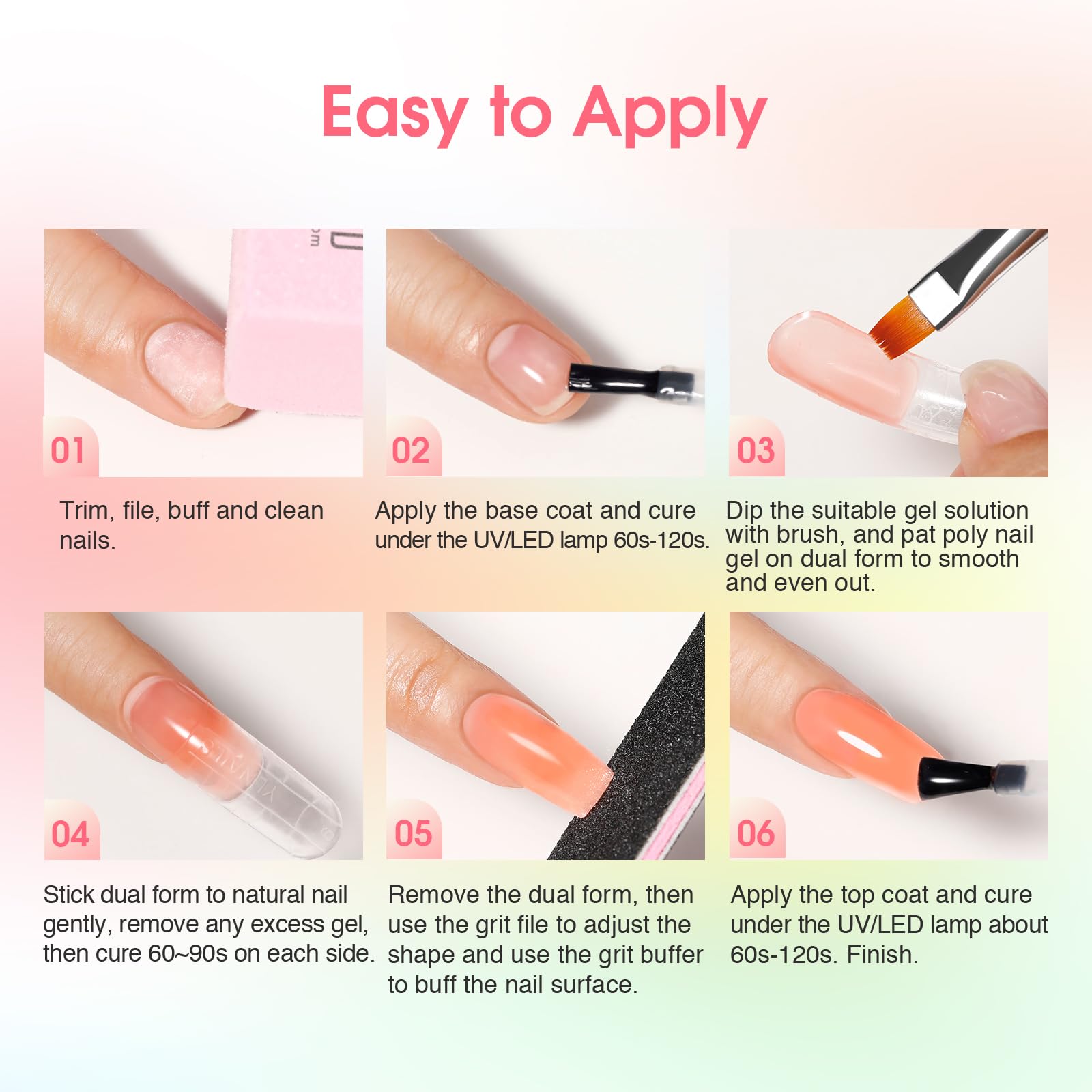 ROSALIND Poly Nail Gel Kit – 24 Colors + Mini UV Lamp Starter Set