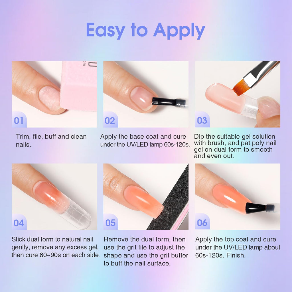 ROSALIND 28 Colors Neon Poly Nail Gel Kit with Mini Lamp – Beginner Starter Set