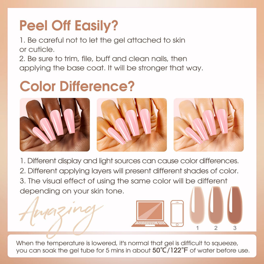 ROSALIND Poly Nail Gel Kit – 8 Colors + Mini UV Lamp for Easy At-Home Nail Extensions