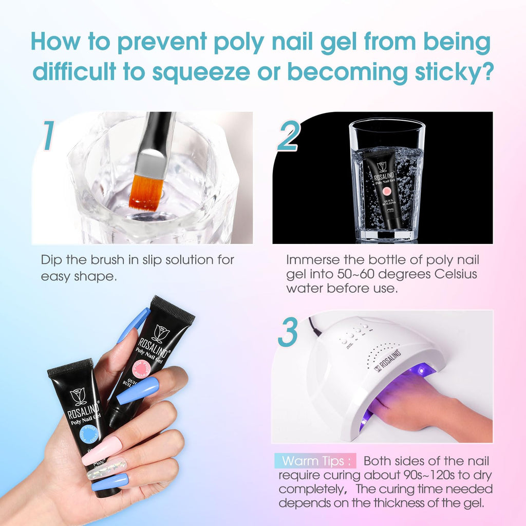 ROSALIND Poly Nail Gel Starter Kit — 14 Colors, 48W UV Lamp, 20,000 RPM Drill