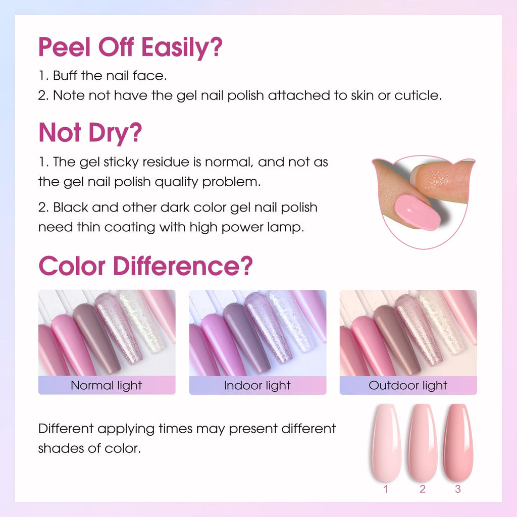 ROSALIND 14-Piece Gel Nail Polish Kit with Mini UV Lamp – 9 Colors, Base Coat, Glossy & Matte Top Coats