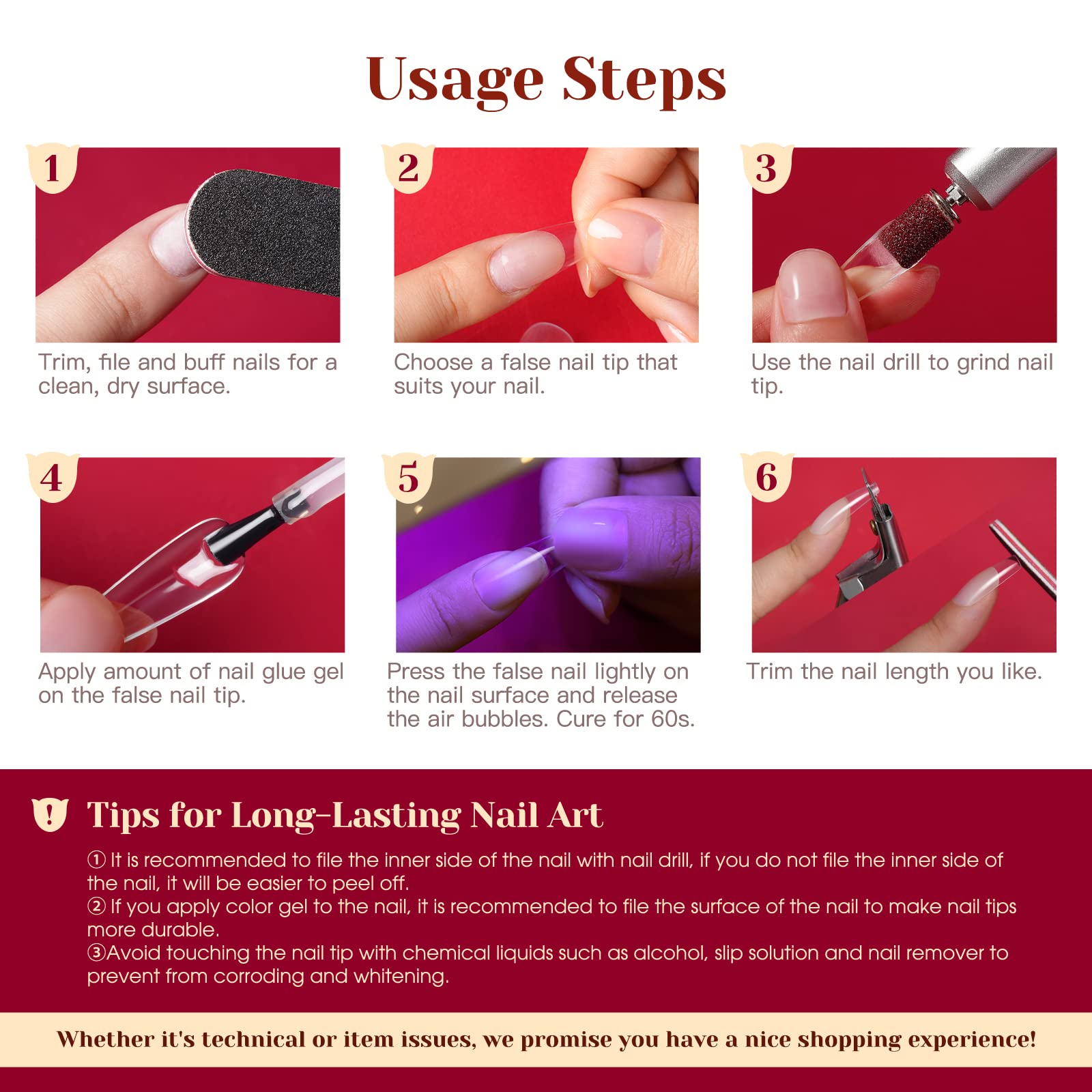 ROSALIND Half Matte Medium Coffin Nail Tips – 264pcs Press-On Nails for DIY Manicure