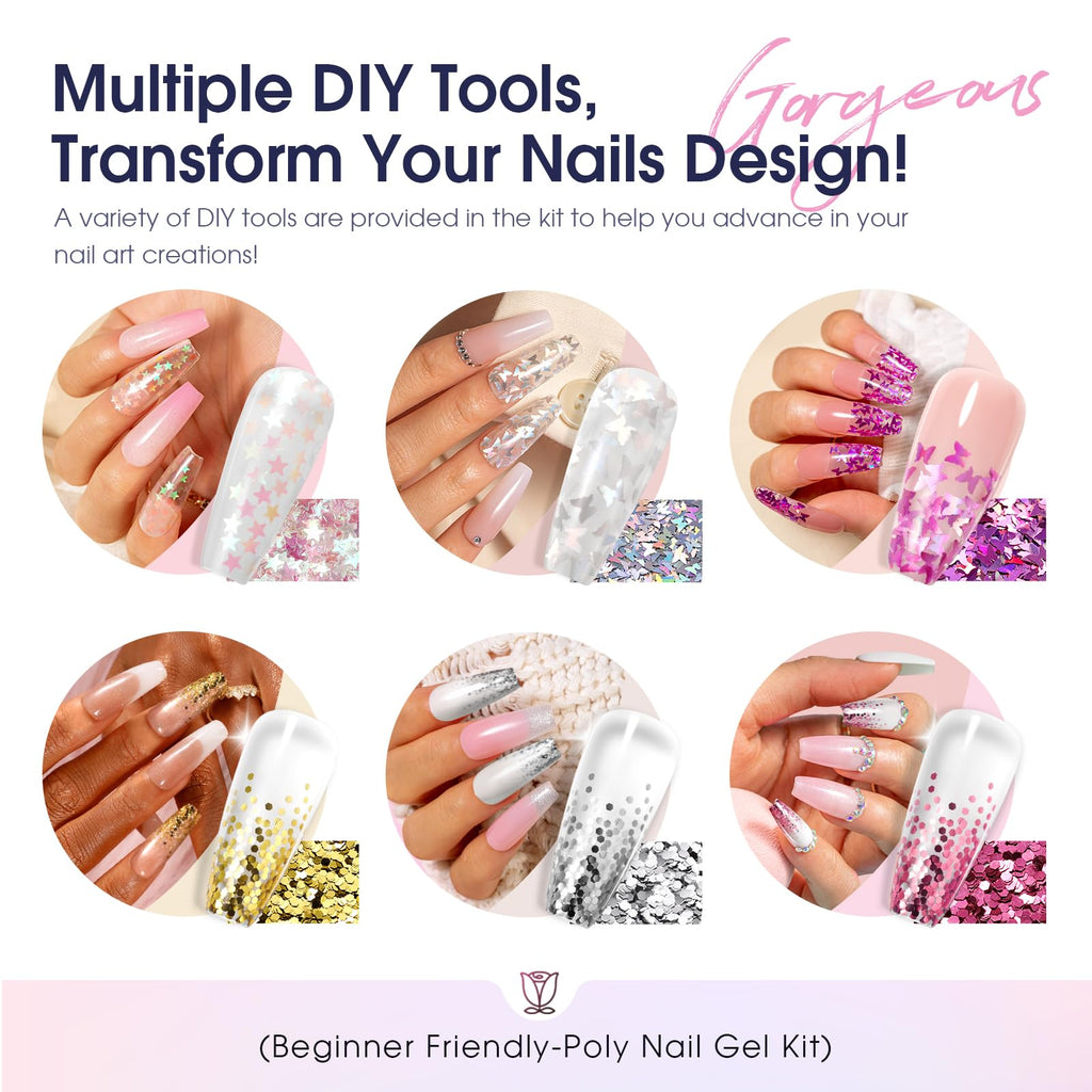 ROSALIND Poly Nail Gel Kit Starter - 14 Colors & Mini UV Lamp