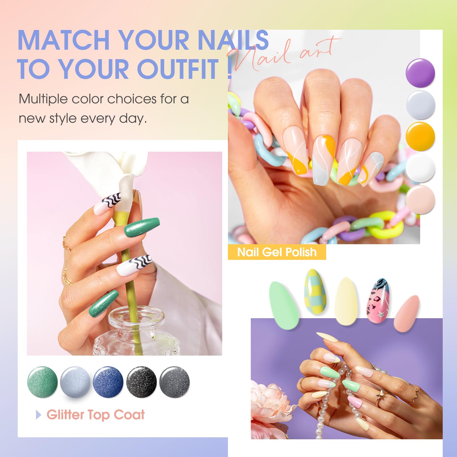 ROSALIND 80PCS Gel Polish Set – 75 Colors with Base & Top Coats for UV/LED Nail Art