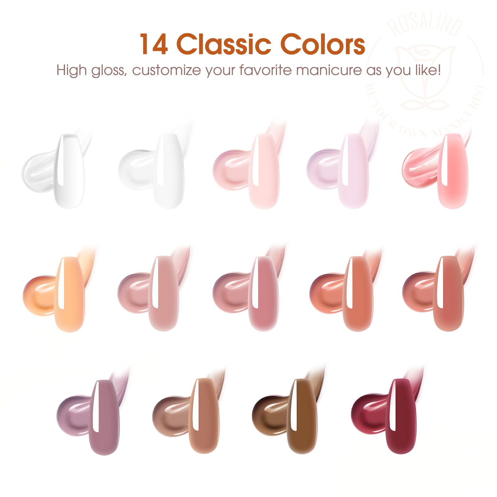 ROSALIND Poly Nail Gel Kit with Drill — 14 Colors, 48W UV Lamp & Accessories