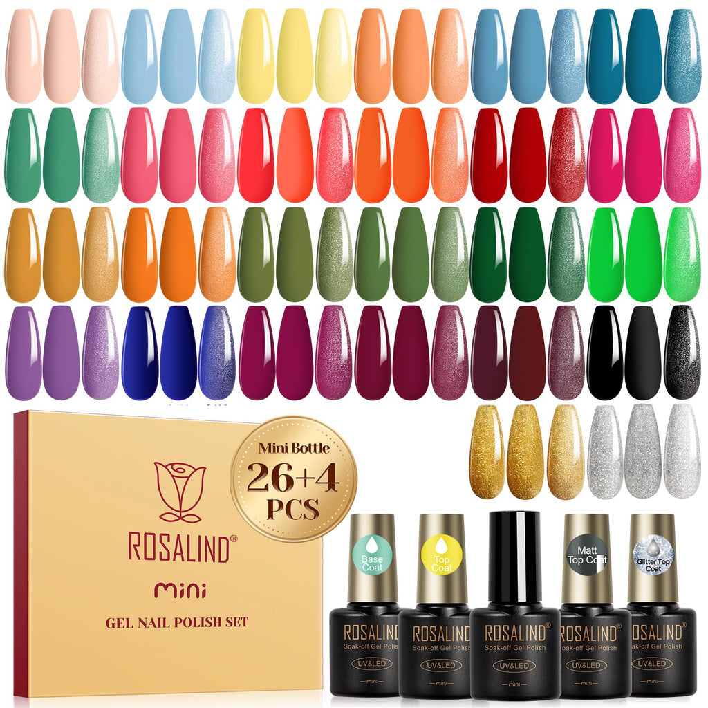 ROSALIND Fall Gel Nail Polish Set — 26 Colors with Base/Top Coats