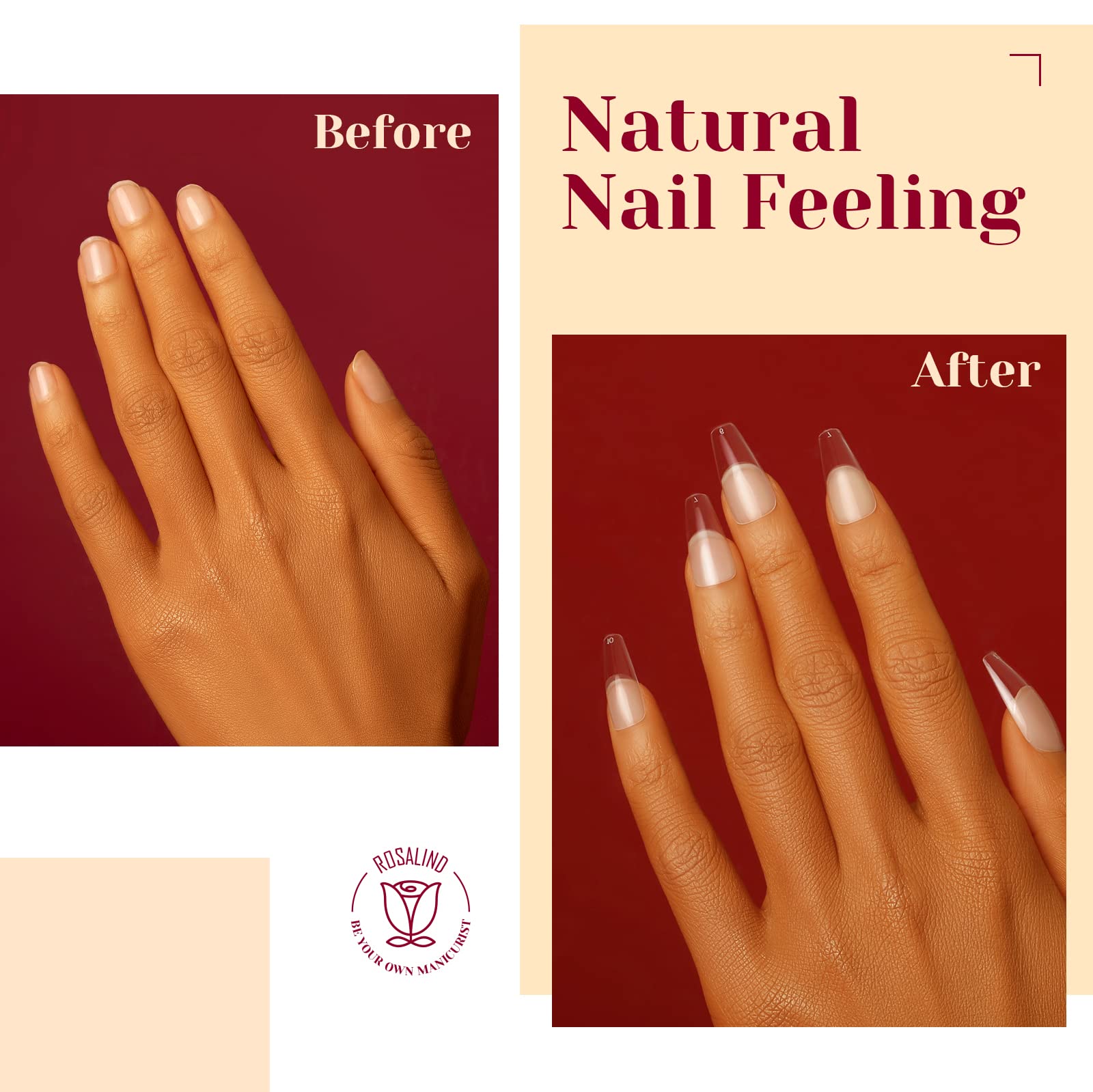 ROSALIND Half Matte Medium Coffin Nail Tips – 264pcs Press-On Nails for DIY Manicure