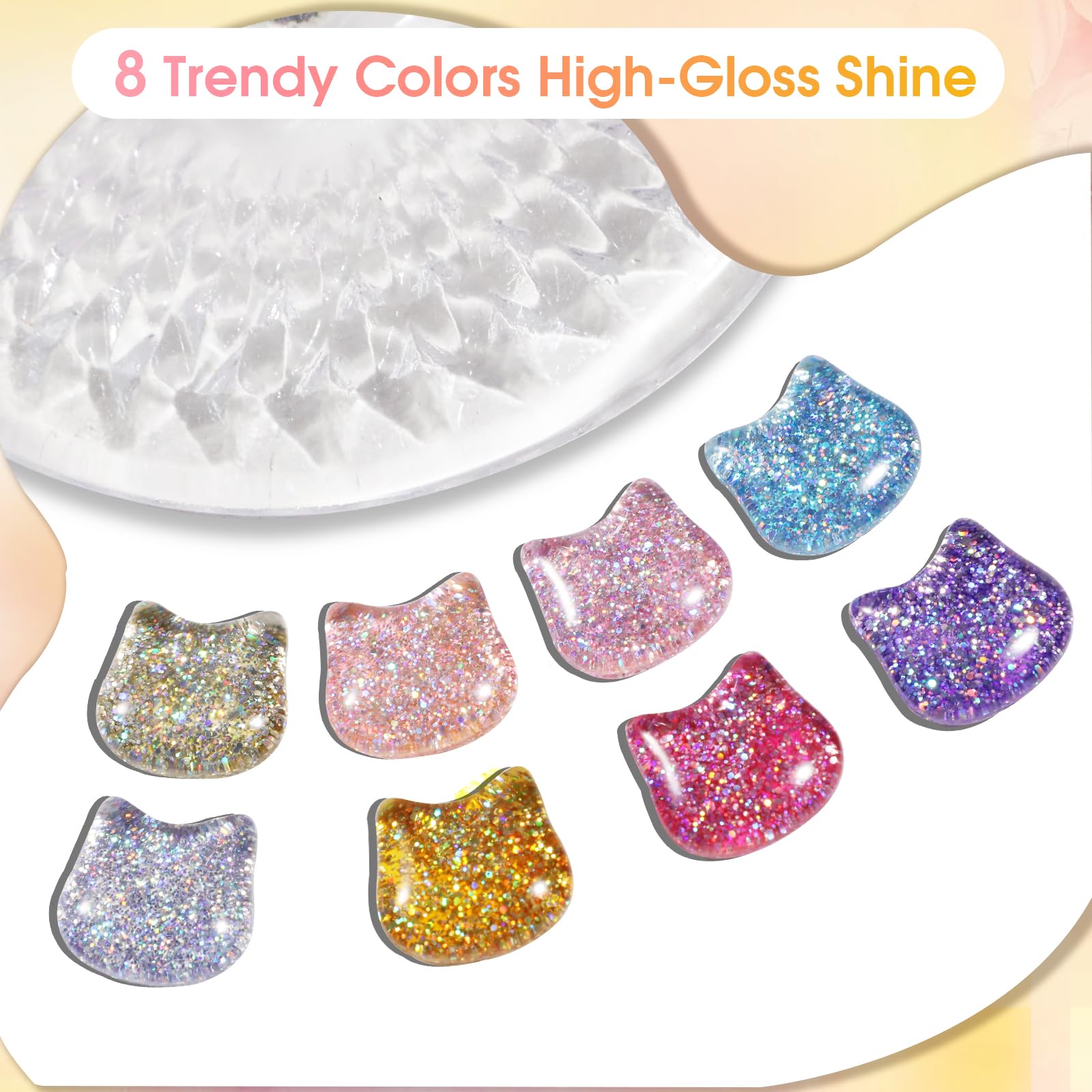 ROSALIND Glitter Gel Polish – 8-Color Diamond Sparkle Gel Nail Kit