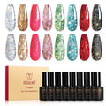 ROSALIND Glitter Sequins Gel Polish – 8-Color Glitter Gel Polish Set for Sparkling Nails