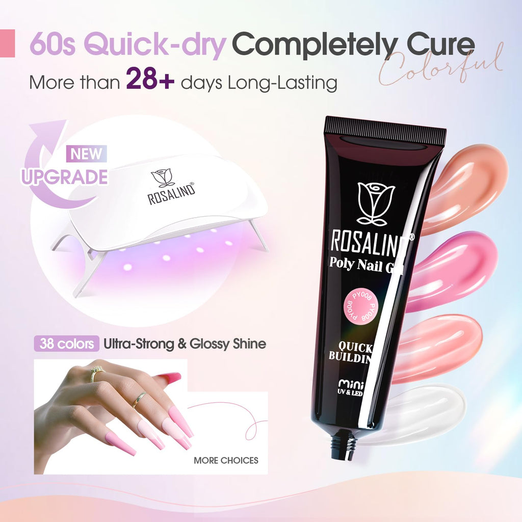 ROSALIND 38-Color Neon Nail Gel Kit with Mini Lamp | Beginner Friendly