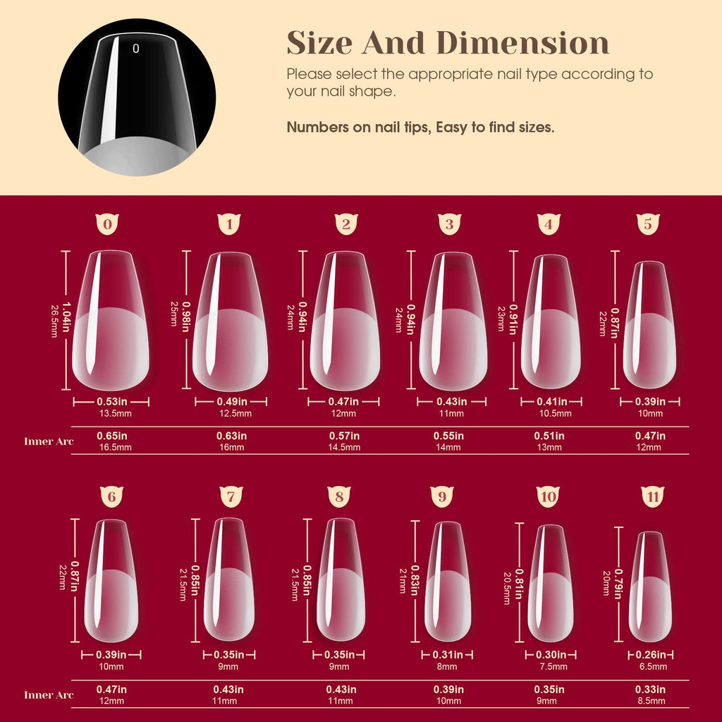 ROSALIND Half Matte Medium Coffin Nail Tips – 264pcs Press-On Nails for DIY Manicure